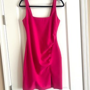 New Likely Square Neck Ruched Pink Dress